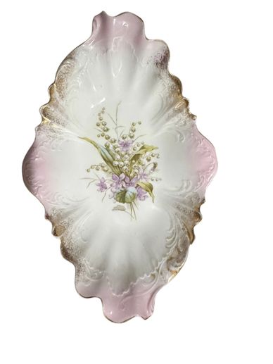 German Porcelain Floral Centerpiece Bowl Signed Carl Tielsch  