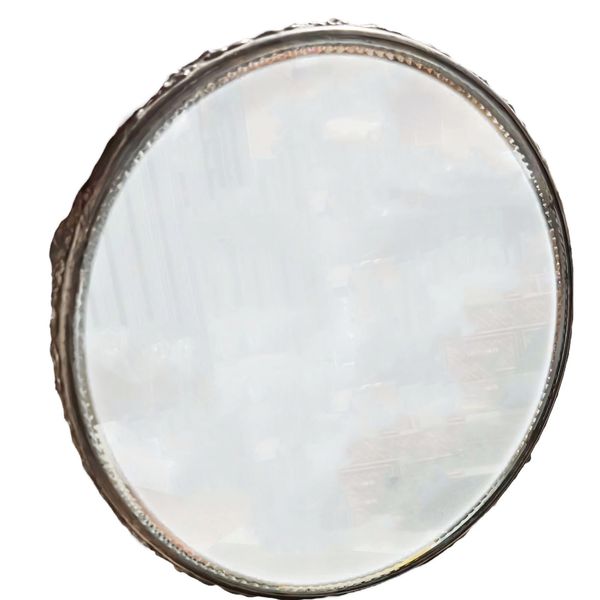 Italian Round Mirrored Plateau With Decorative Edge