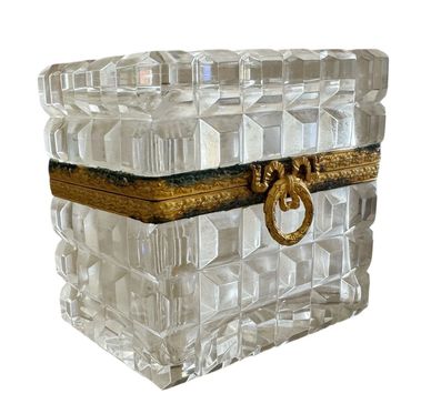 FRENCH BACCARAT STYLE CRYSTAL BOX SIGNED FRANCE, SAKS FIFTH AVE