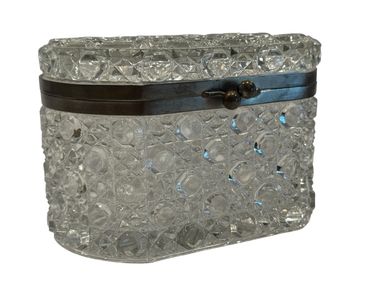 French Baccarat Style Casket Box With Silver Metal Trim