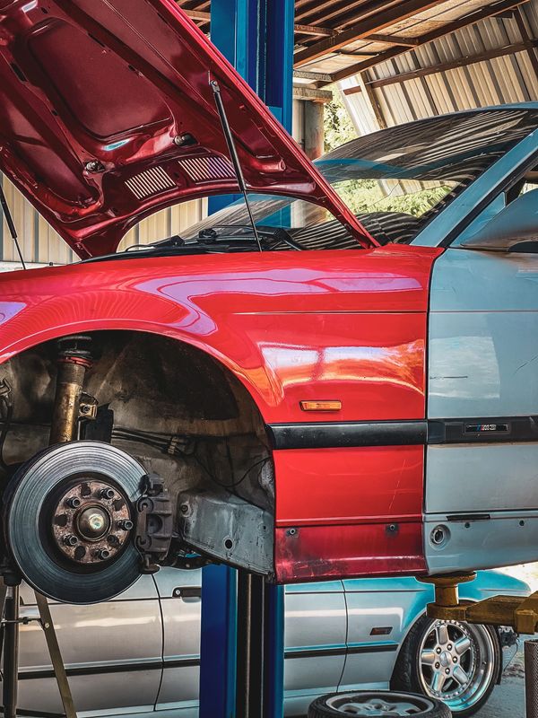 BMW parts car being serviced