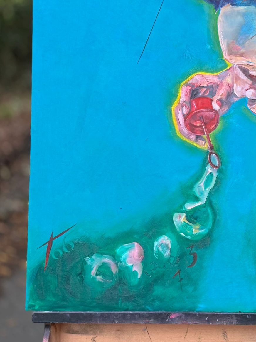 Bubbles oil canvas painting 