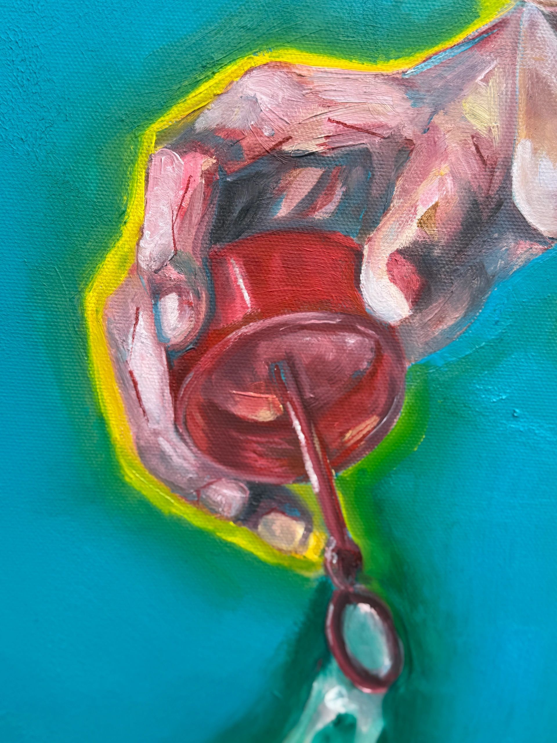 Bubble stick oil painting