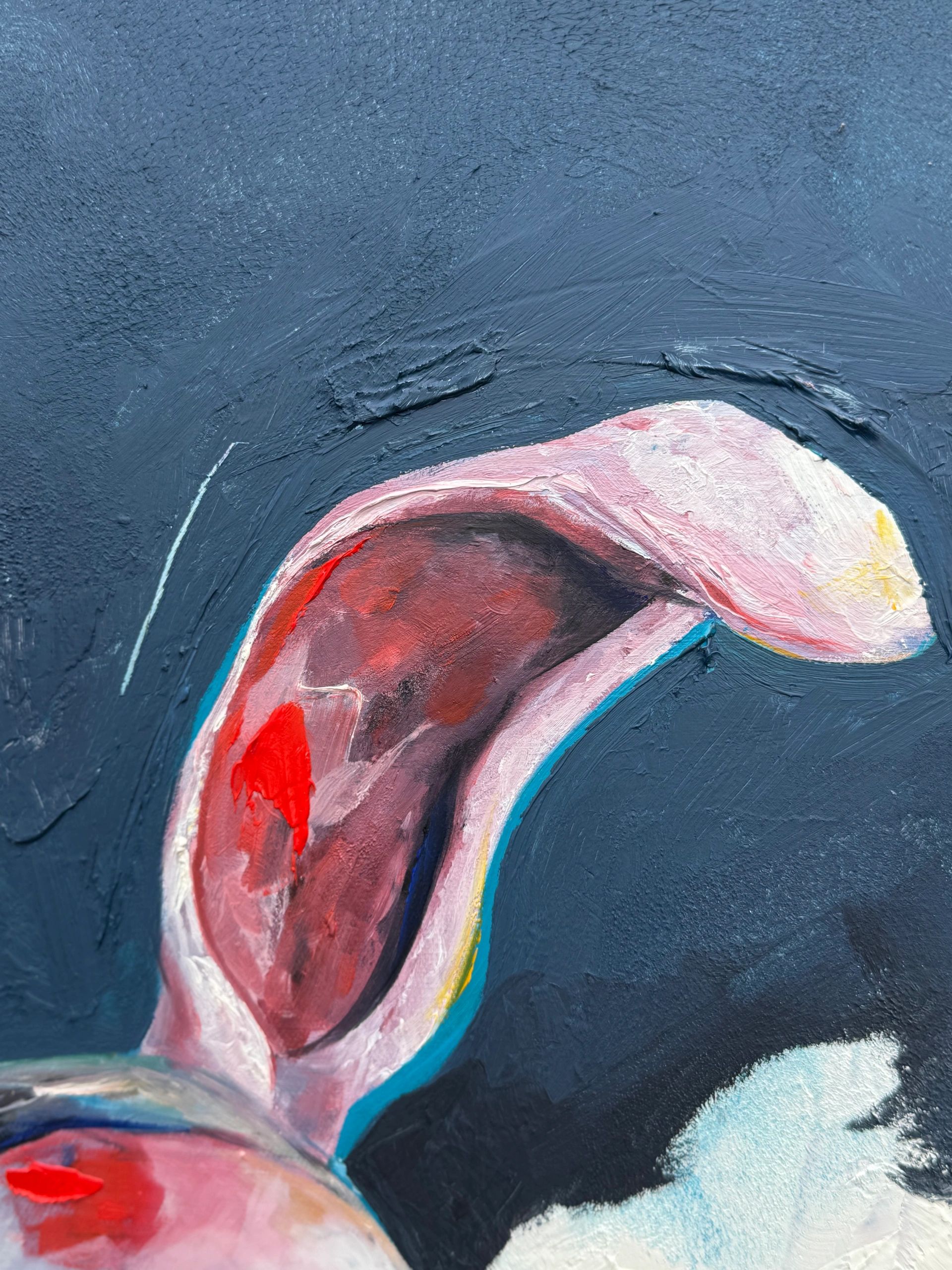 Bunny ear oil paining on canvas