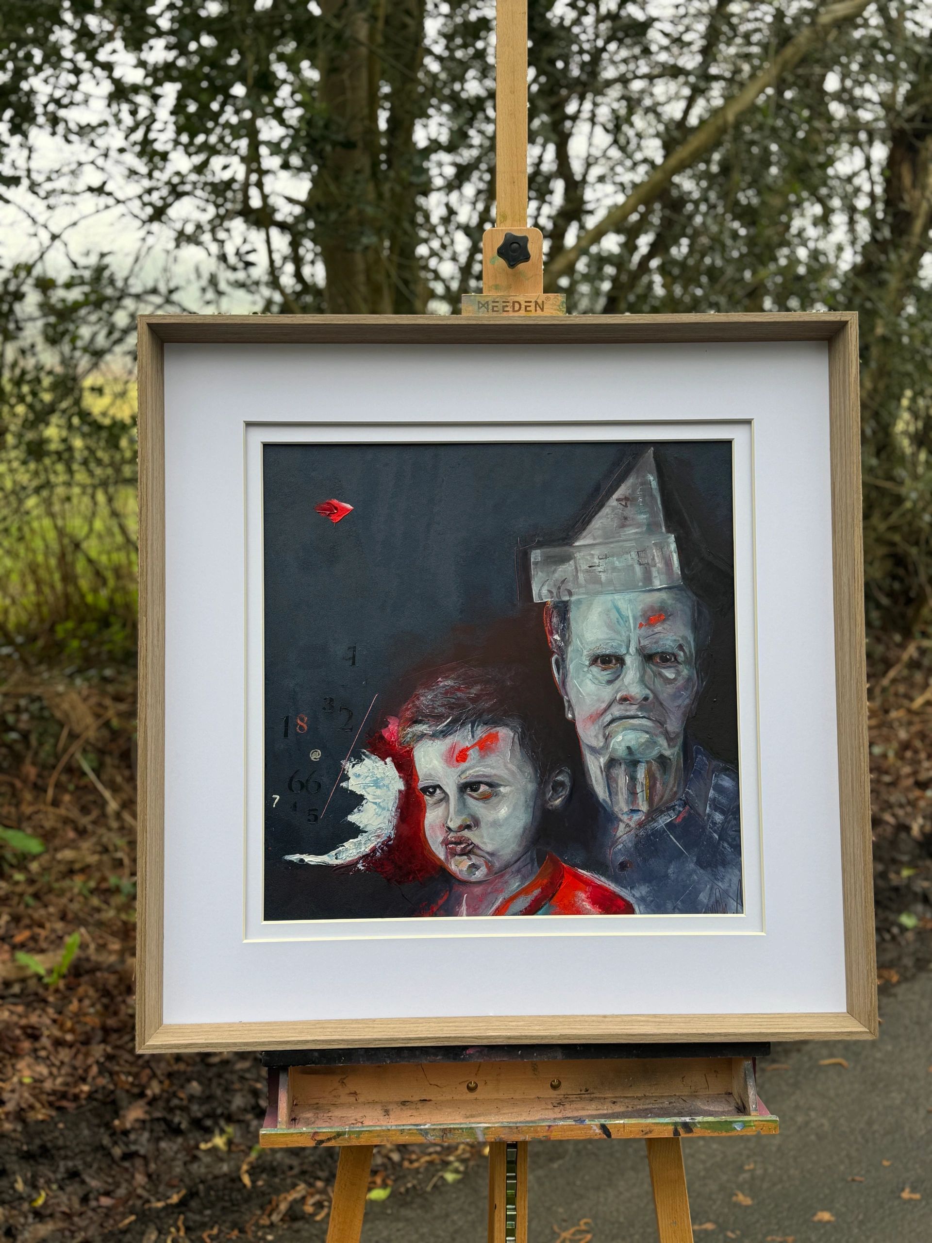 grandfather and grandson oil painting