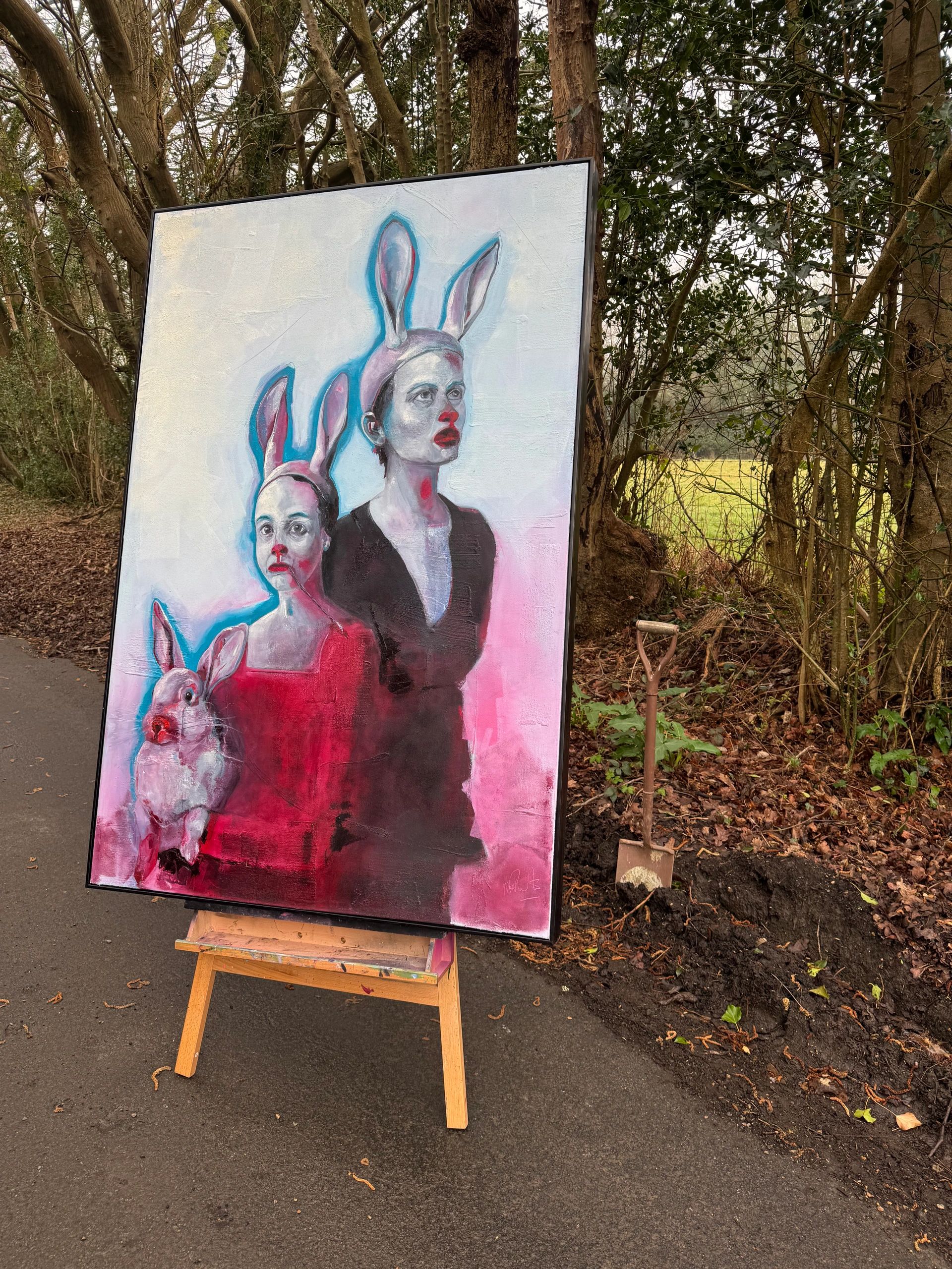 oil painting portrait on road