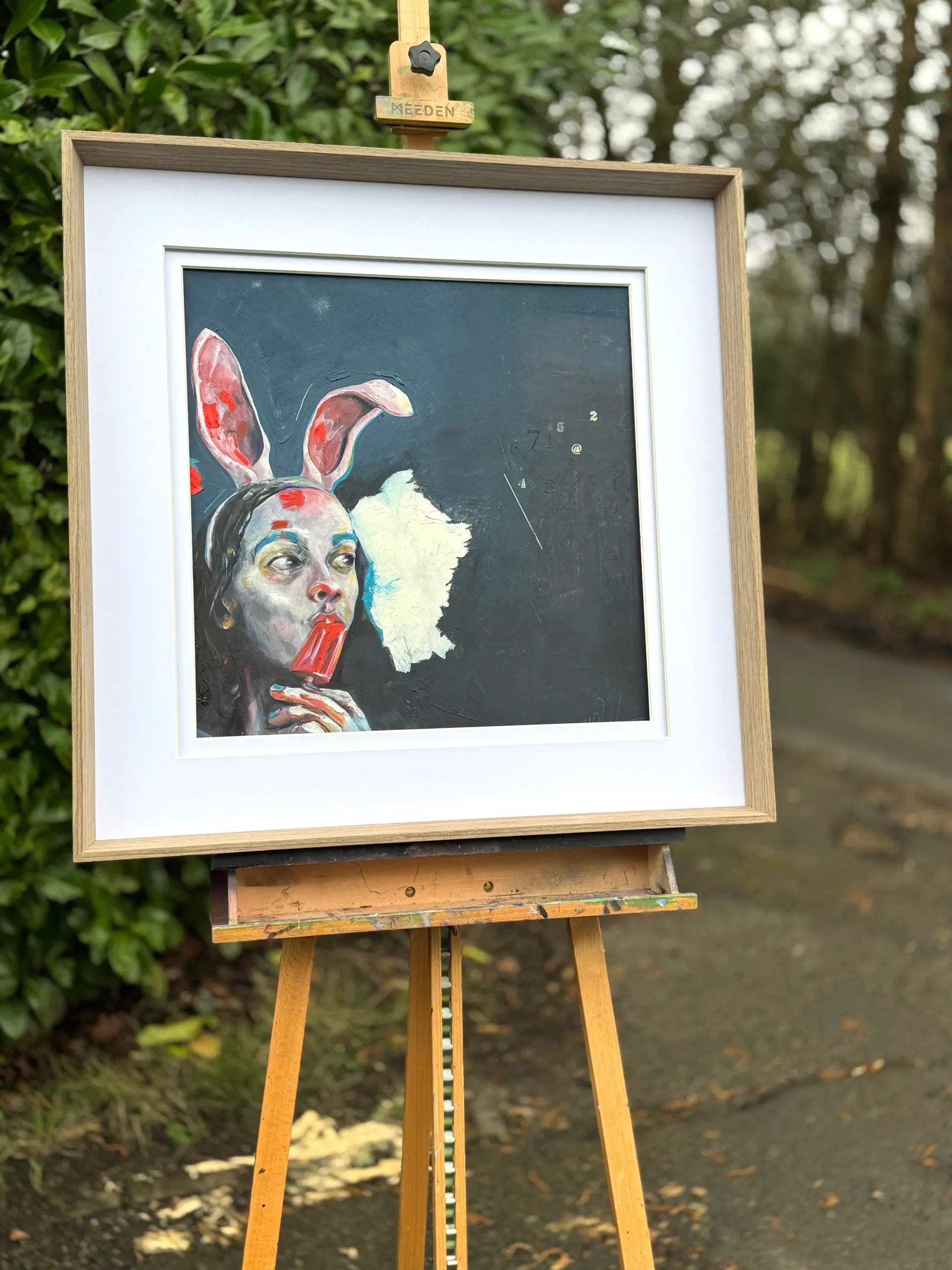Canvas oil painting on display