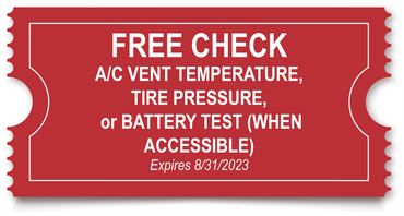 Free check - ac vent temp, tire pressure, battery test (when accessible)