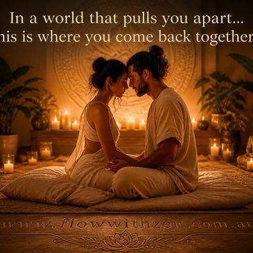 Couple reconnects in warm candlelit room, sharing an intimate moment.