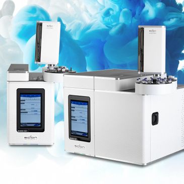 Modern laboratory instruments with digital displays for chemical analysis.