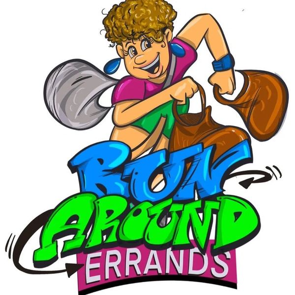 Cartoon of a woman carrying bags with 'Run Around Errands' text.
