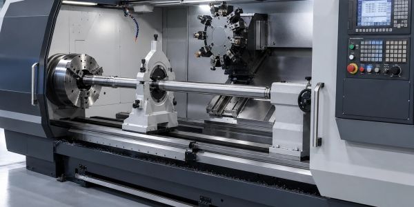 Industrial CNC lathe machine for precise metalworking.