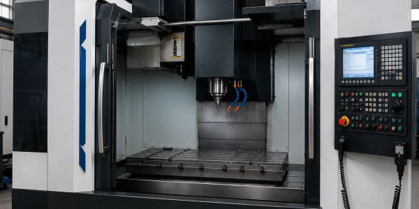 Modern CNC machining center in a factory.