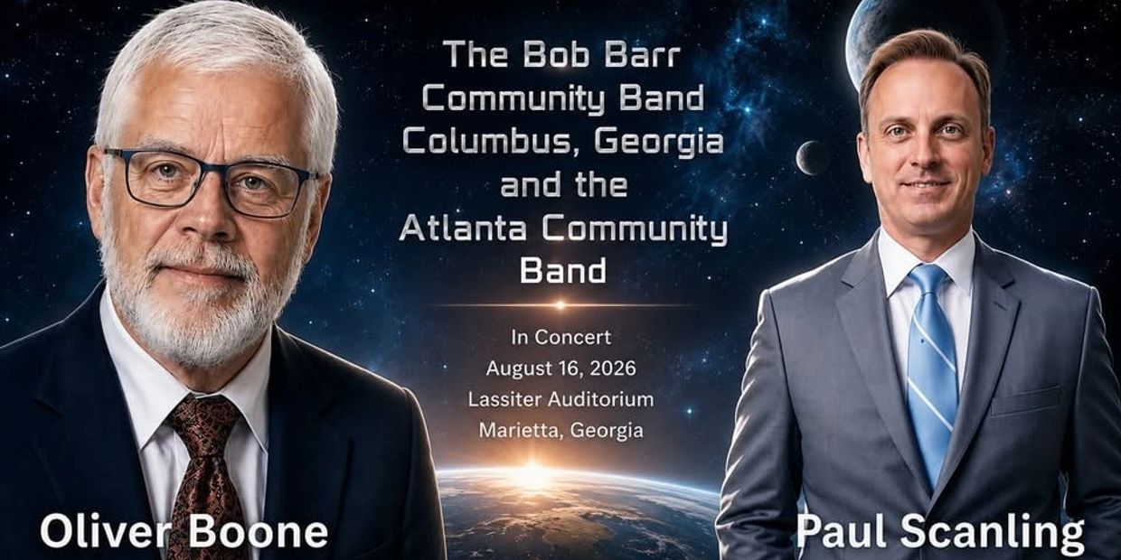 Concert poster for Bob Barr Community Band and Atlanta Community Band.