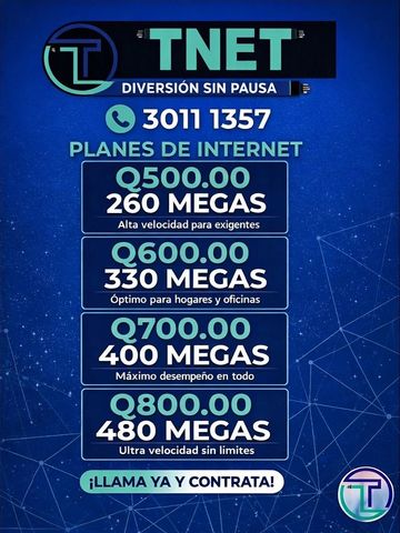 Internet plans from TNET with prices and speeds listed.
