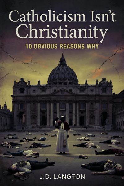 Book cover questioning Catholicism as Christianity with a dramatic Vatican background.