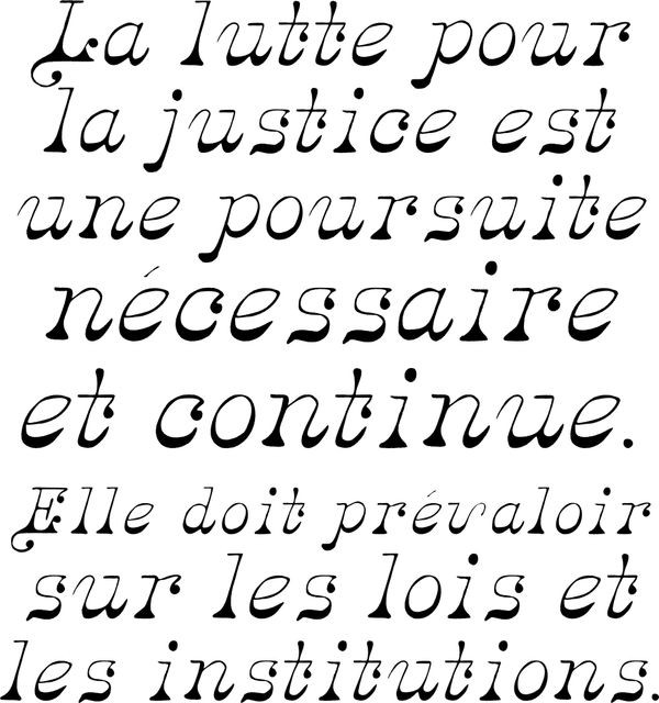 French text about the ongoing necessity of the fight for justice.