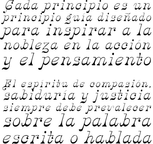 Texto caligráfico en español sobre principios y justicia.