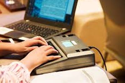 stenographer machine writing