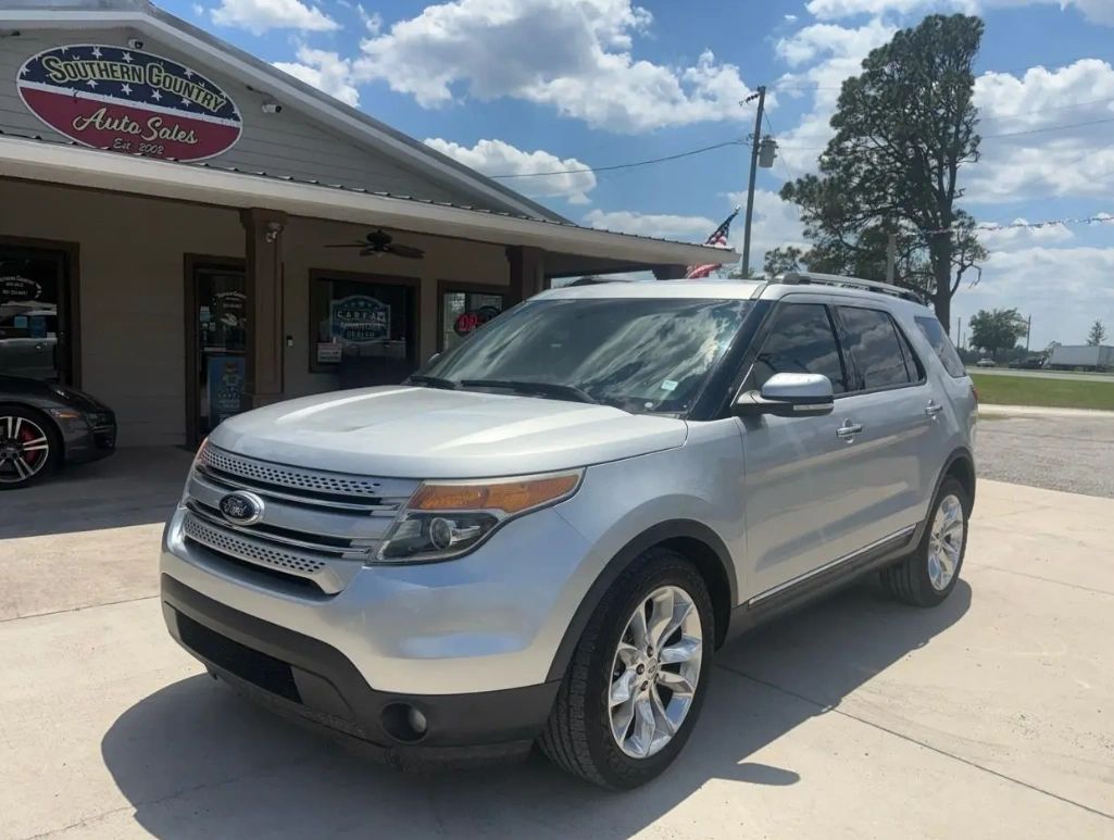 Silver Ford SUV parked outside Southern Country Auto Sales on a sunny day.