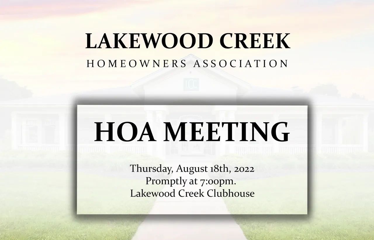 HOA Meeting Recap from 8.18.22