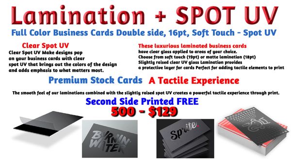 SPOT UV PLUS LAMINATION BUSINESS CARDS
