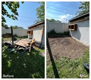 Backyard job. Full tear down of the awning and yard cleanup. 