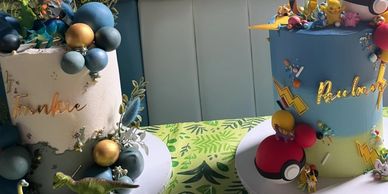 double celebration, two birthday cakes