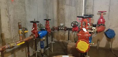 Apartment building domestic and fire sprinkler backflow protection 