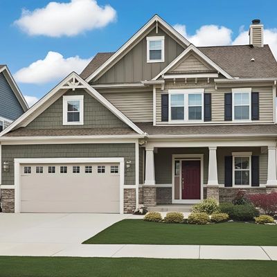 Vacation rental home with garage and front porch managed by Blue Herron Properties.