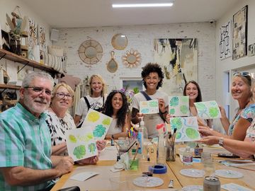 Tour group in a watercolor painting class.