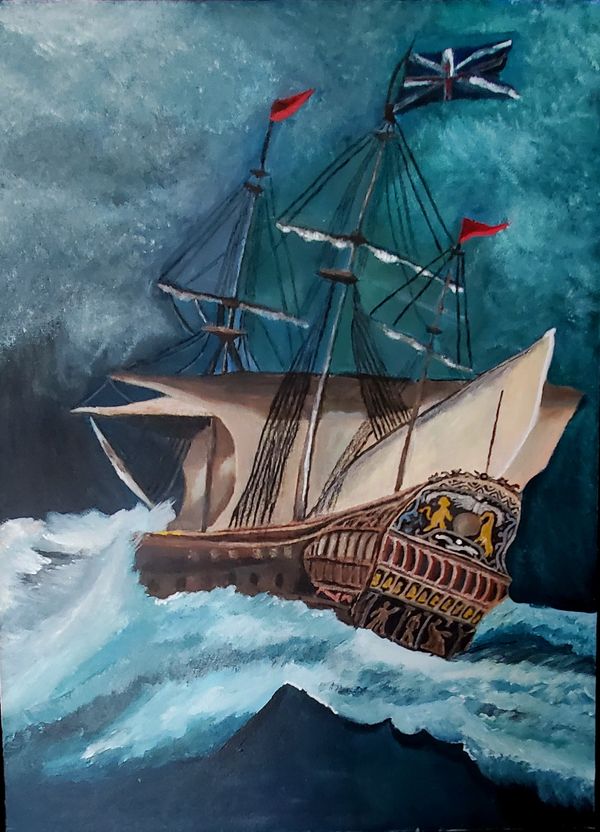 British Galleon Sailing Ship Original Painting