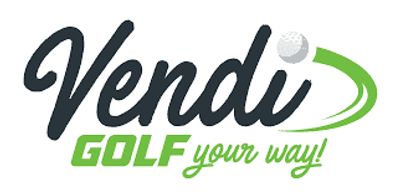 Logo for Vendi Golf with a golf ball and swoosh design.
