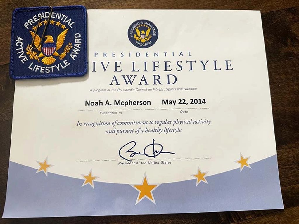  Presidential Award for healthy living. 