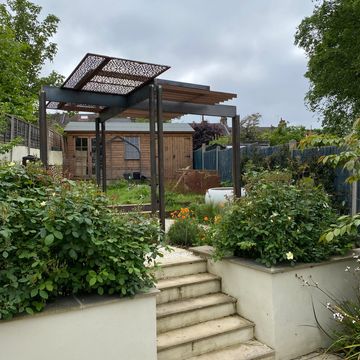 bespoke Brise Soleil -  steel pergola with timber 