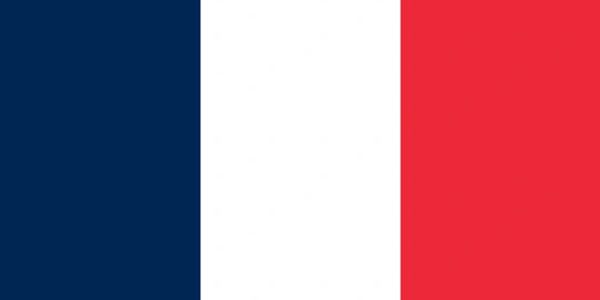 The national flag of France with blue, white, and red vertical stripes.