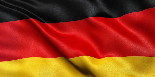 The national flag of Germany with black, red, and gold horizontal stripes.