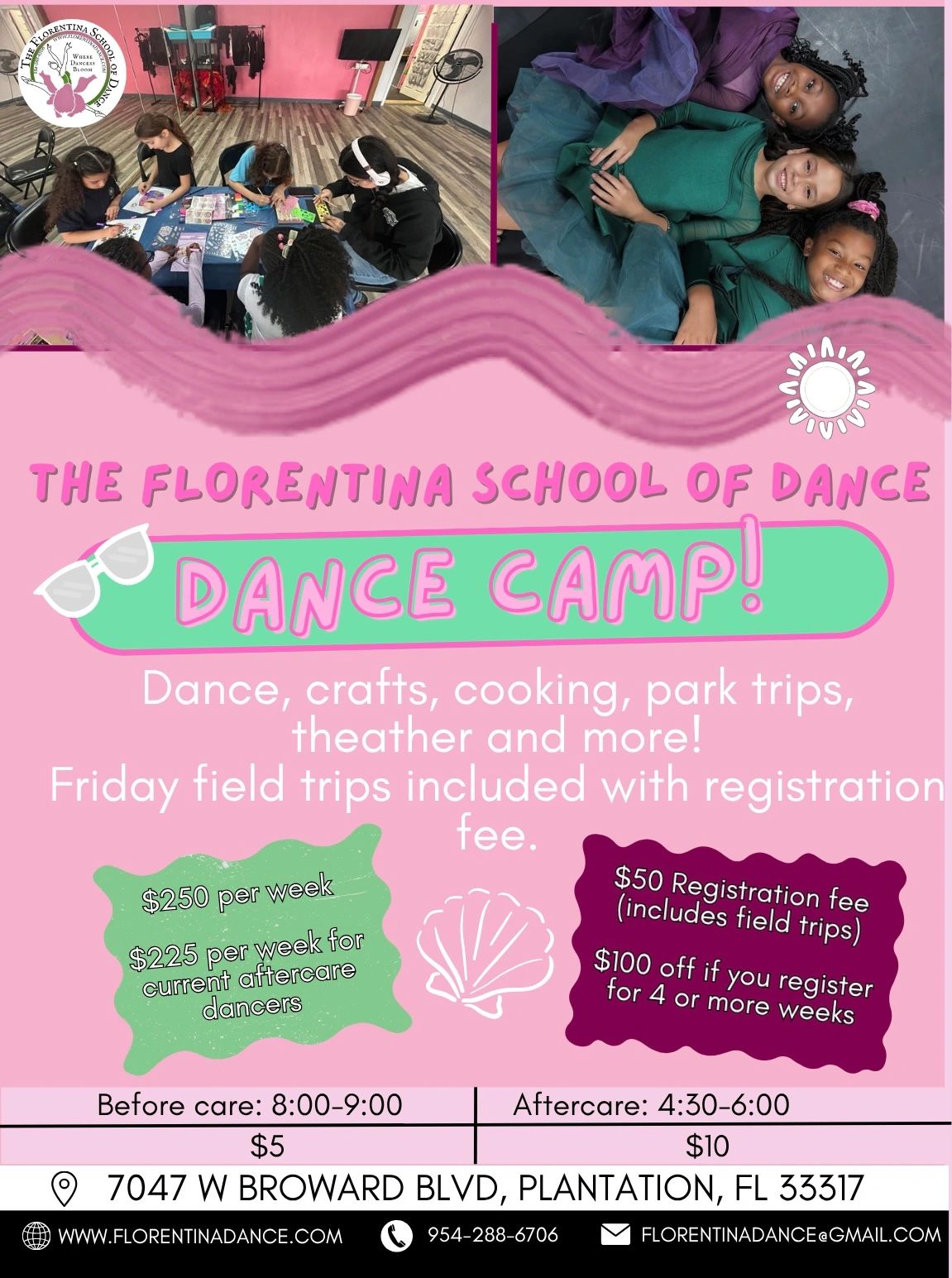 Flyer for The Florentina School of Dance summer camp.