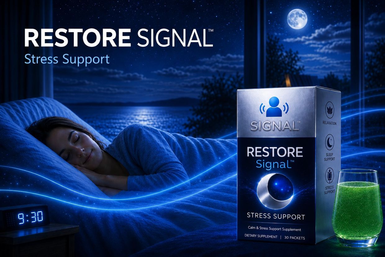 Restore Signal stress support supplement promotes calm and restful sleep.
