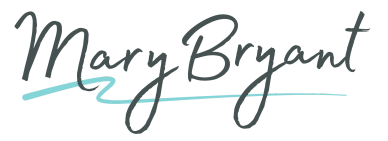 Stylish signature logo of Mary Bryant with a turquoise underline.