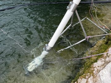 Submersible lake pump installation on Lake Travis