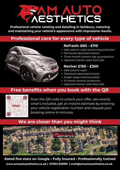 Professional vehicle valeting and detailing services in Salisbury with competitive pricing and online booking.