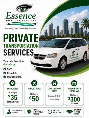 Essence Mobility Services offers safe, reliable private transportation with competitive rates.