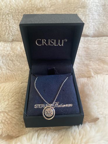 Sterling silver women’s diamond cubics zirconia necklace $250.00