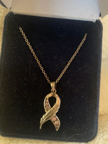 Sterling silver Montana breast cancer necklace $100