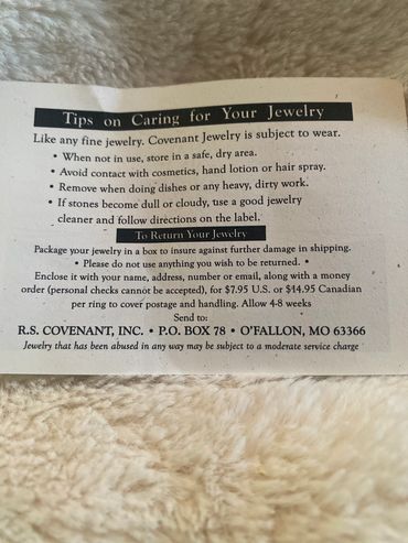 Every piece of jewelry will come with instructions on how to care for your jewelry