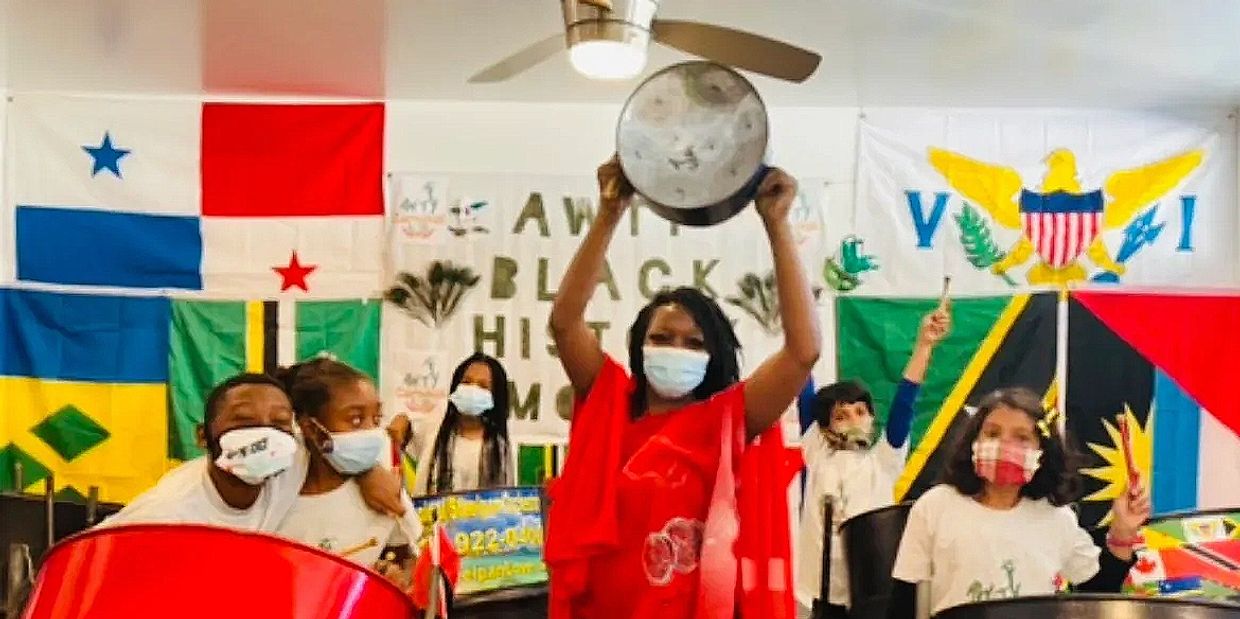 Tropical Steelpan Orchestra teaches diverse students  how to play steel drums and make connections!