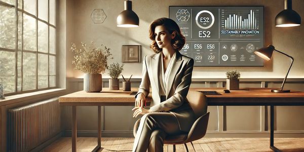 A very professional women thinking about ESG, CSR, Sustainability and net zero solutions