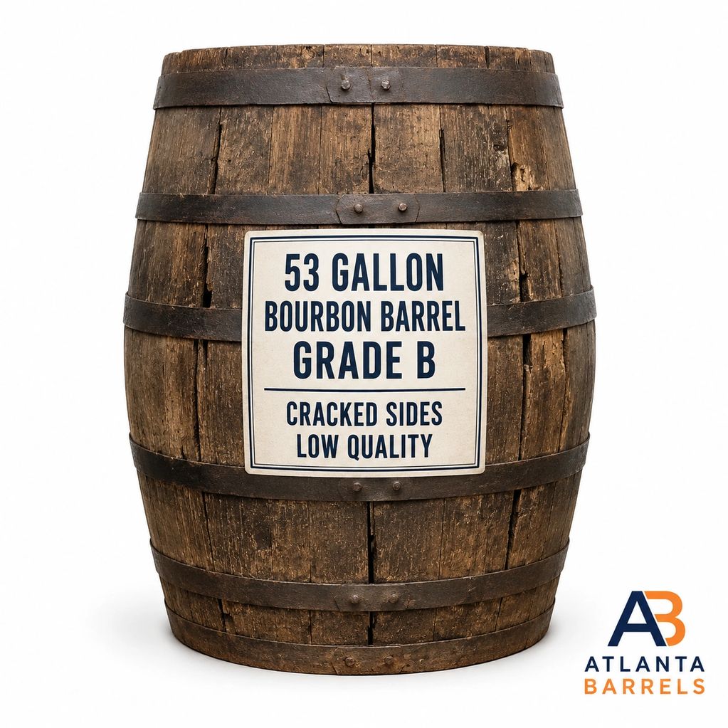 WHISKEY WHISKY BOURBON BARREL DRUM BARRELS DRUMS WOOD WOODEN OAK 53 GALLON RUM WINE GIN ATLANTA 