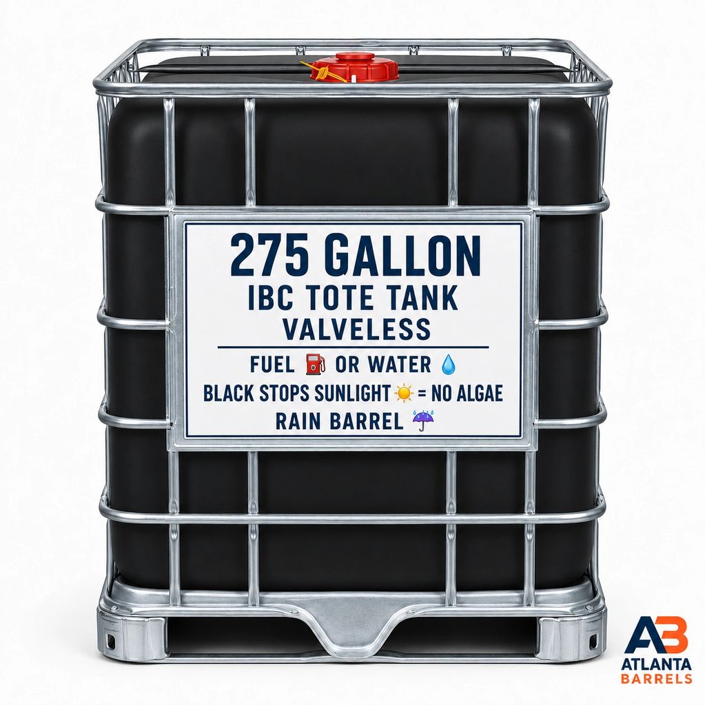 Atlanta barrel drum IBC tote black 275 gallon non-food grade water tank tanks BARRELS plastic poly